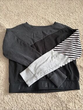 Victoria's Secret Gray & Black Long Sleeve Pullover with Striped Sleeve